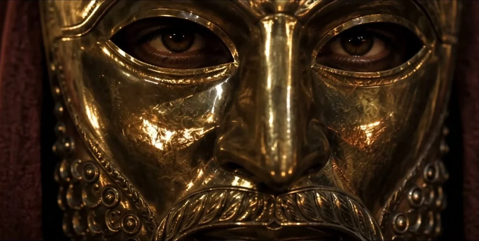 A detailed gold helmet and mask